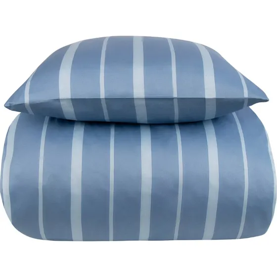 By Borg 100% bomuldssatin sengesæt 200x220 - lyseblå stribet