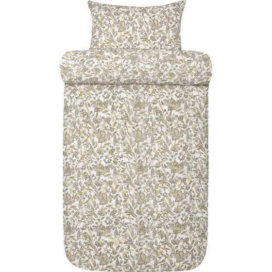 Høie Barbro krepp sengesæt 140x220 grøn med blade