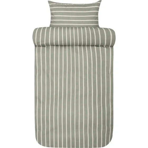 Høie Flonel sengesæt 140x220 cm – Grøn stribet
