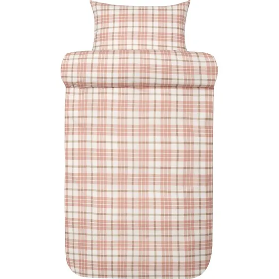 Høie Lukas flonel sengesæt 140x200 lyserød tern