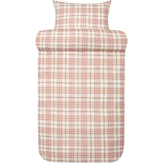 Høie Lukas flonel sengetøj 140x220 - Lyserød ternet