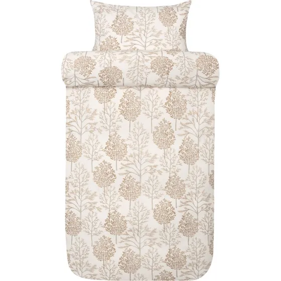 Høie Thea flonel sengesæt 140x200 cm – hvid med brune træer