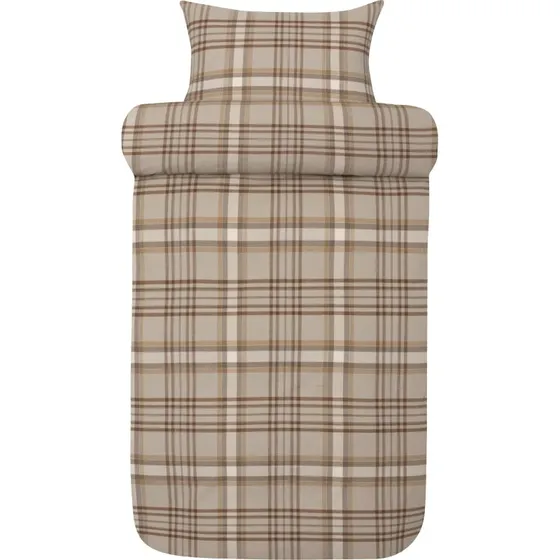 Høie Richard flonel sengesæt 140x200 cm - Beige ternet