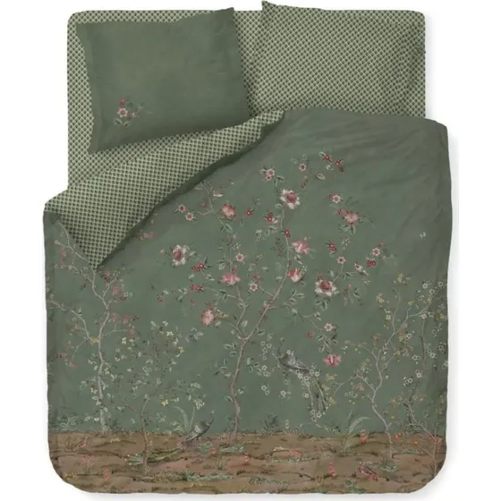 Pip Studio Okinawa blomstret sengesæt 200x220 – grøn