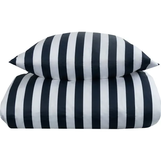 Nordic Stripe sengesæt 200x200 cm - Blå/hvid bomuldssatin