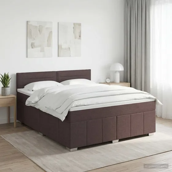 vidaXL Boxmadras med topmadras Mørk Brun 140 x 200 cm