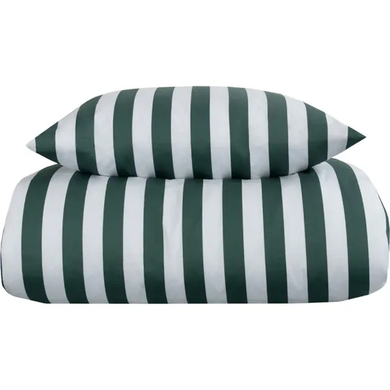 Nordic Stripe sengetøj 200x200 cm – bomuldssatin, grønt
