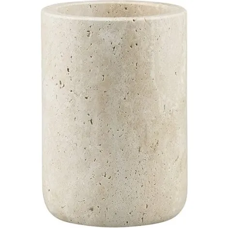 Mette Ditmer TRAVERTIN tandbørsteholder, Linen Ø7,5×10 cm