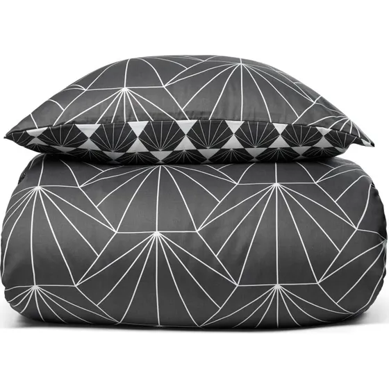 By Night Bomuldssatin sengetøj 150x210 Hexagon grå