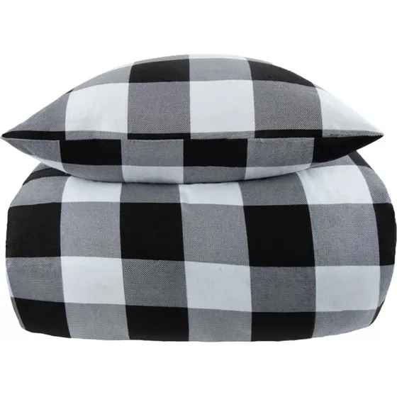 By Night flonel kingsize sengesæt 240x220 – Sort/hvid tern