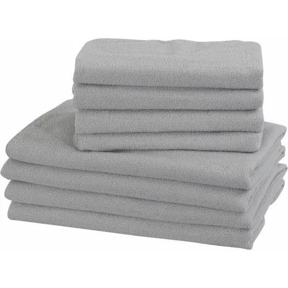 Microfiber håndklæder 8 stk (4x70x140 + 4x50x100) Lysegrå