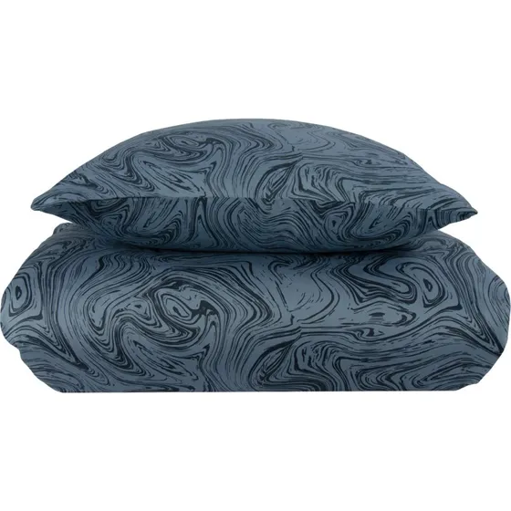 By Night Satin sengetøj 140x220 Marble mørkeblå