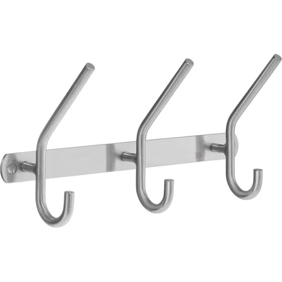 Beslagsboden knagerække 3 kroge - børstet rustfrit stål
