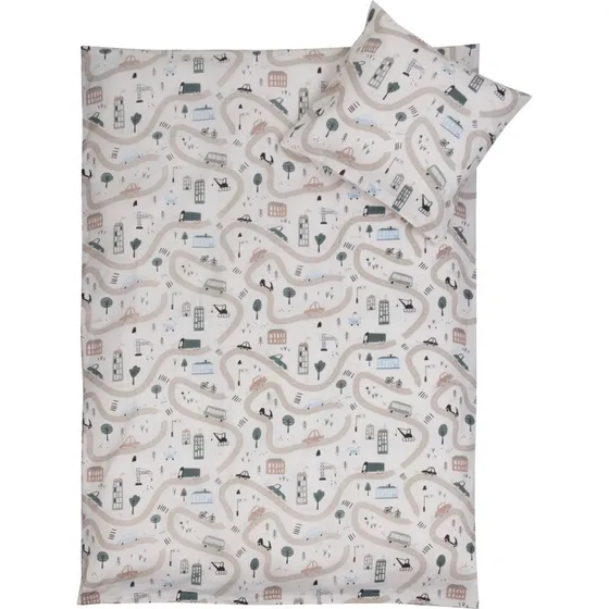Baby sengetøj 70x100 cm med biler – 100% bomuld