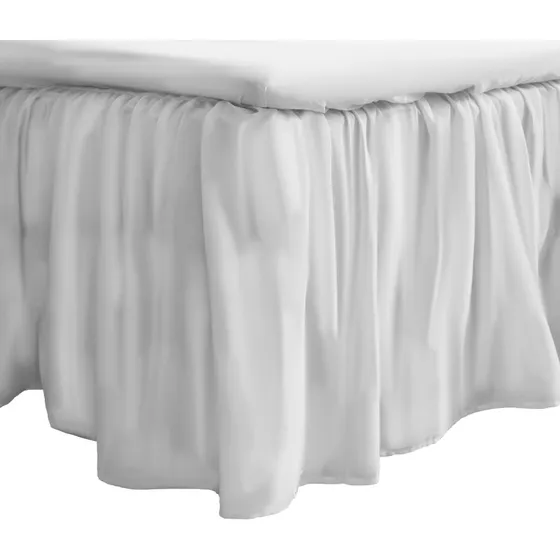 Sengekappe 90x200 cm 45 cm – 100% bomuldssatin, hvid