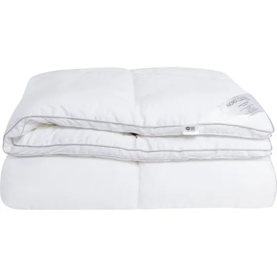 Olga bomuldssatin sengetøj 200x220 - blå med piping