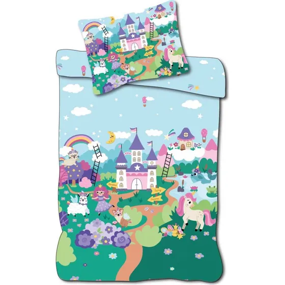 Junior sengesæt 100x140 cm - Vendbart prinsesse-design