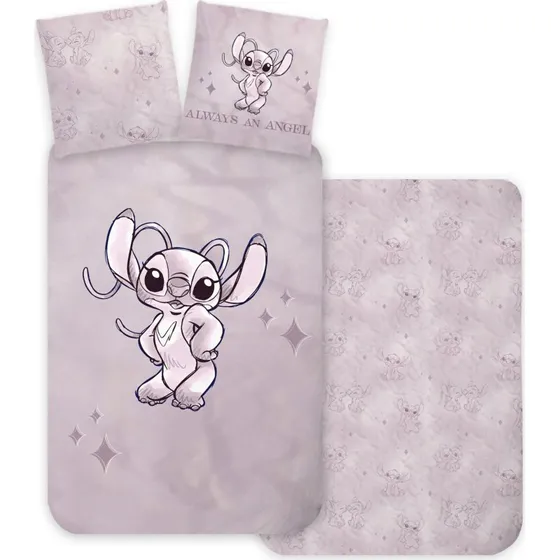 Lilo & Stitch sengesæt 140x200 cm - Vendbart Angel, 100% bomuld