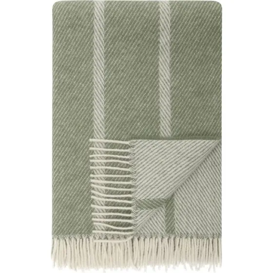 Høie Istinden uldplaid 120x180 cm — Grøn stribet