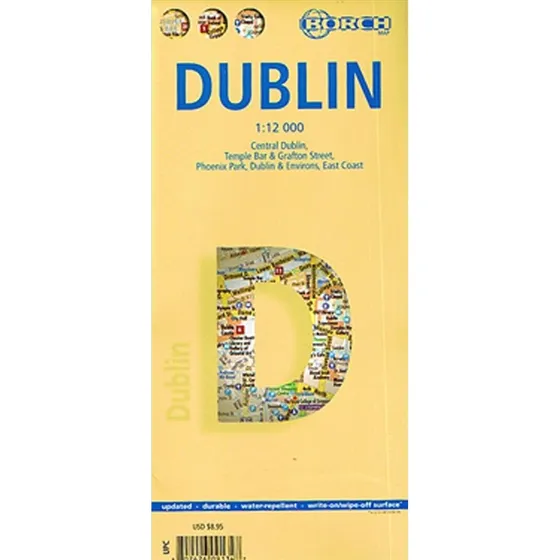 Borch Maps Dublin - Detaljeret kort i engelsk udgave