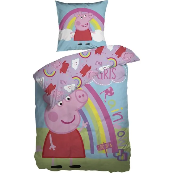 Gurli Gris økologisk sengetøj 140x200 cm – Regnbue