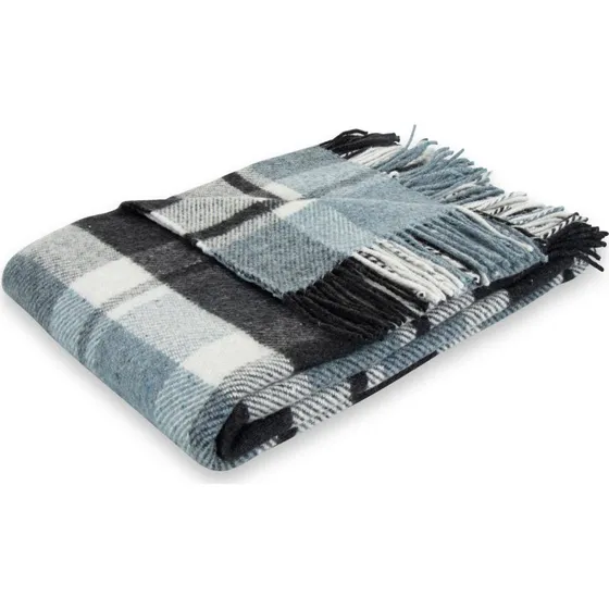 By Borg uldplaid 130x200 cm – grå/blå tern
