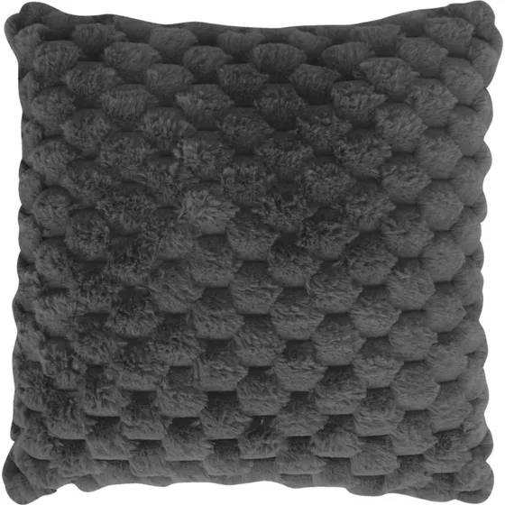 Pyntepude 45x45 cm - Grå faux fur med vaffelstruktur