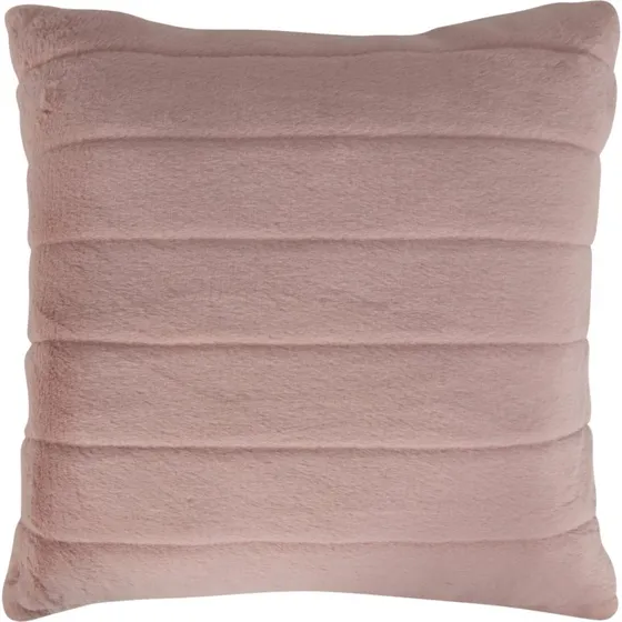 Pyntepude 45x45 cm lys rosa - Fake fur med striber