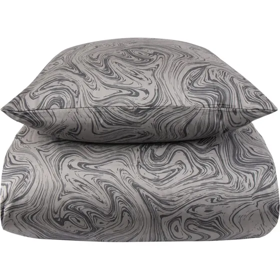 By Night bomuldssatin sengesæt 140x220 Marble mørkegrå