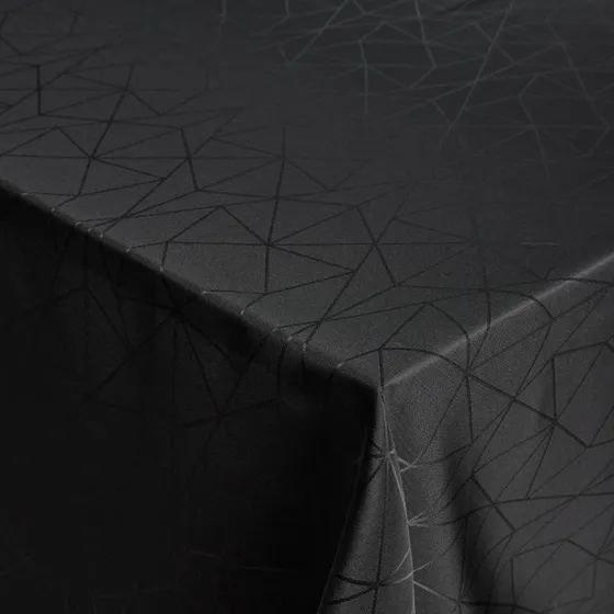 Damask borddug 140x320 cm - sort, jacquardmønster