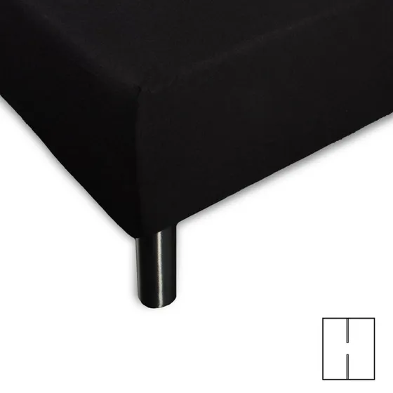 Splitlagen 180x200 cm (U/H-split) Sort – 100% Bomuld Jersey