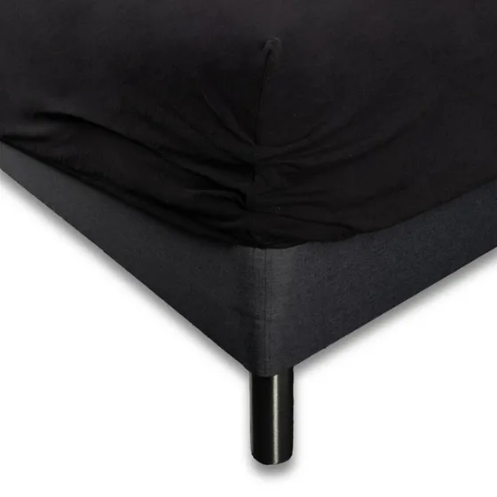 Stræklagen 90x200 Sort jerseylagen 35/45 cm - IN Style