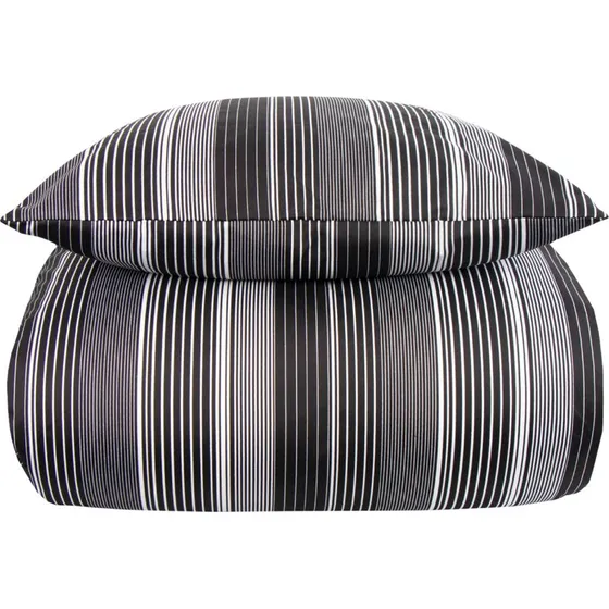 IN Style Stripe sengesæt 140x200 cm - Sort mikrofiber