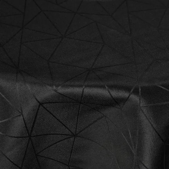 Rund damaskdug Ø230 cm - Sort, jacquard, vandafvisende