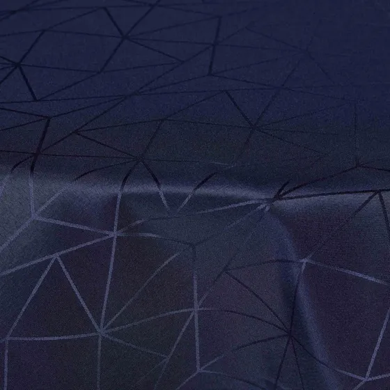 Rund damaskdug Ø180 cm - Mørkeblå jacquard