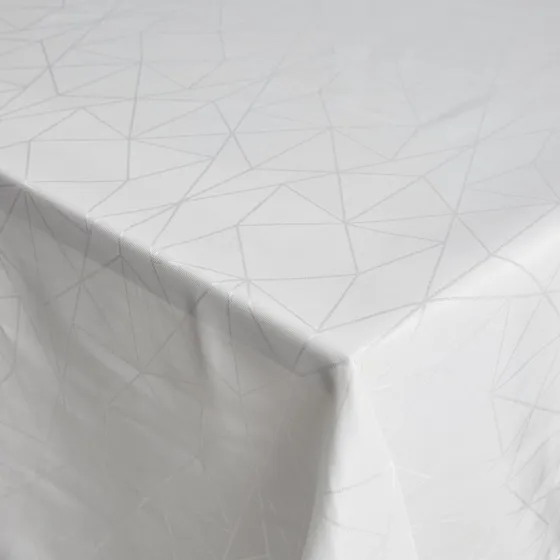 Damask dug 140x420 cm - Hvid jacquard, vandafvisende