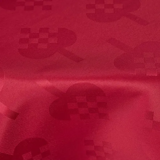 Rund juledug Ø180 cm - Rød damask med julehjerter