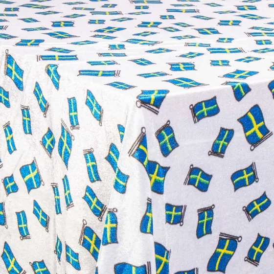 Borg Living velour fødselsdagsdug 150x300 cm - svensk flag