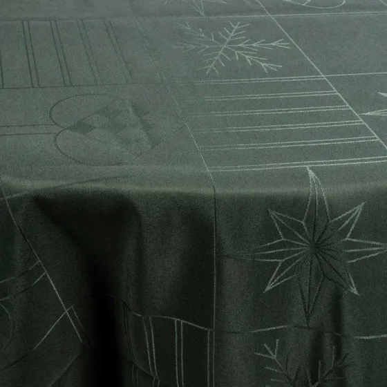 Rund jacquard juledug Ø230 cm – Grøn med hjerter