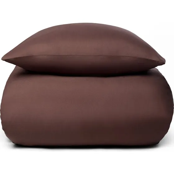 IN Style Ensfarvet sengesæt 140x200 cm - Brun microfiber
