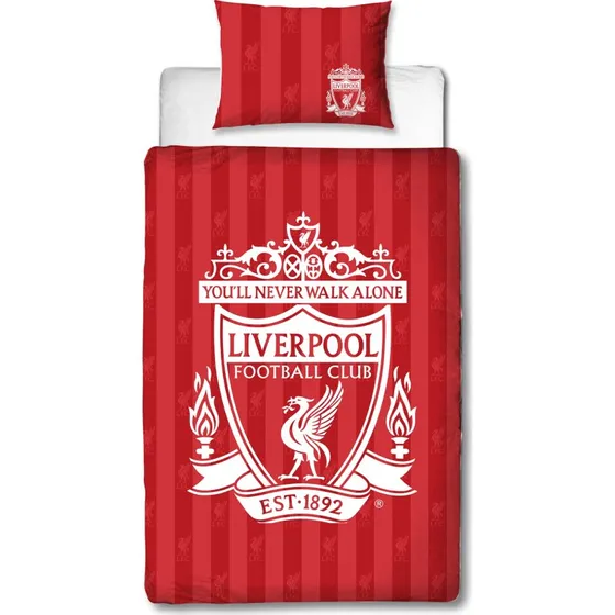 Liverpool sengesæt 150x210 cm – rød, vendbart 100% bomuld