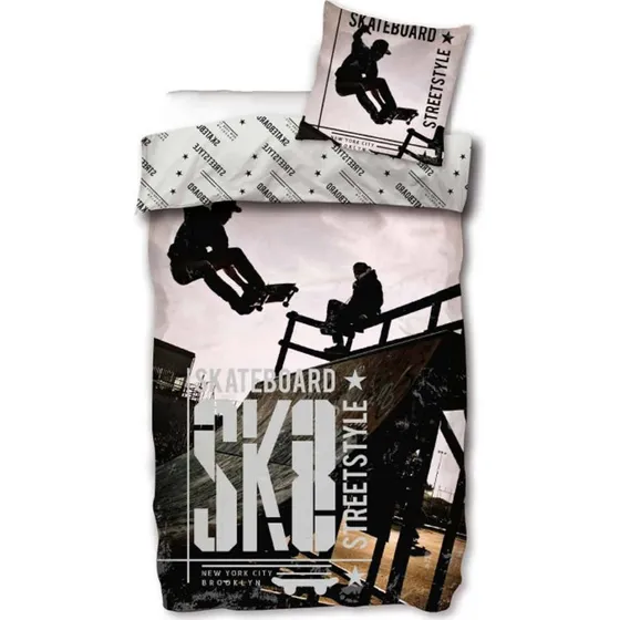 Børne sengetøj 140x200 Skater - 100% bomuld, vendbart