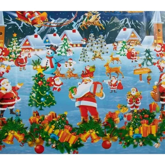 Julevoksdug 140 cm – vintermotiv med skridsikker bagside