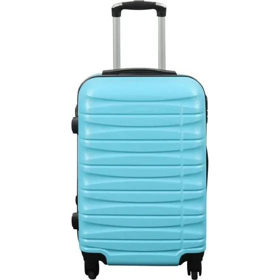 Lyseblå kabinekuffert 37L – Hardcase, 4 hjul, lås
