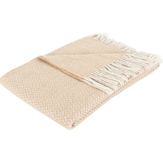 By Borg uldplaid 130x200 cm – sand zigzag