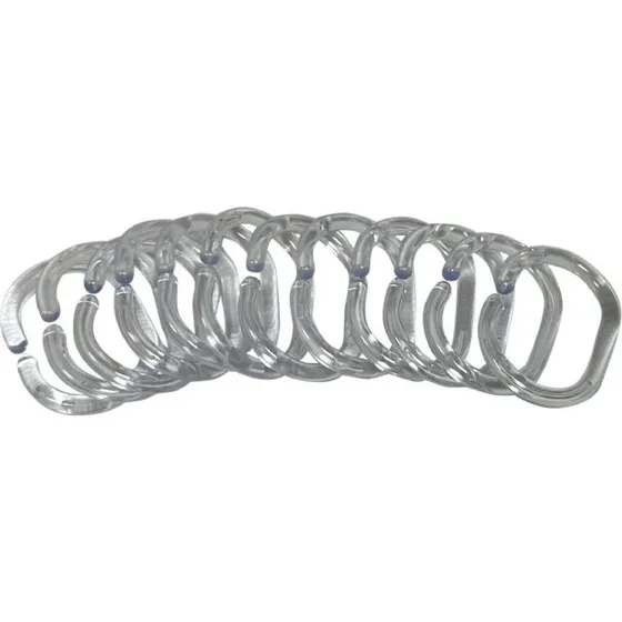 12 stk klare plastkroge til badeforhæng 4x6 cm