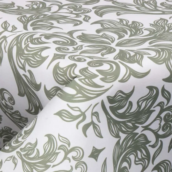 Tekstil voksdug Green Damask 140 cm – På metermål