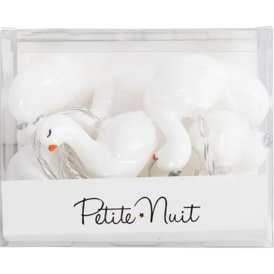 Lyskæde til børn – Hvide svaner, 10 LED, 2 m