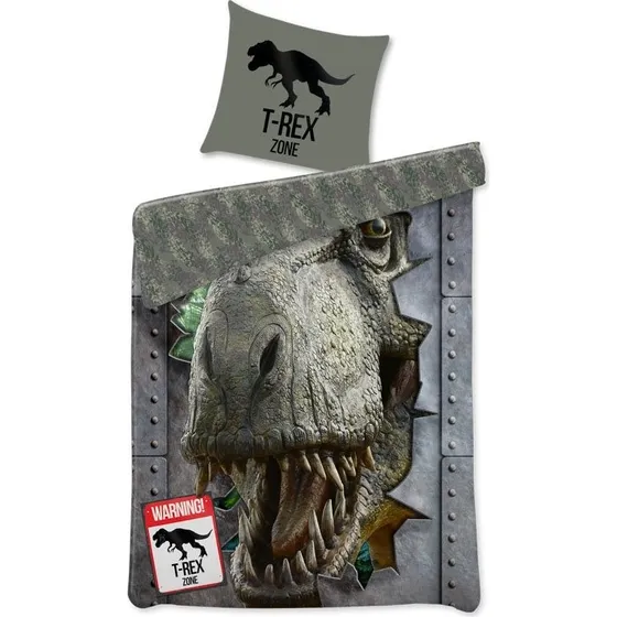 Dinosaur sengetøj 140x200 cm – T-Rex i 100% bomuld