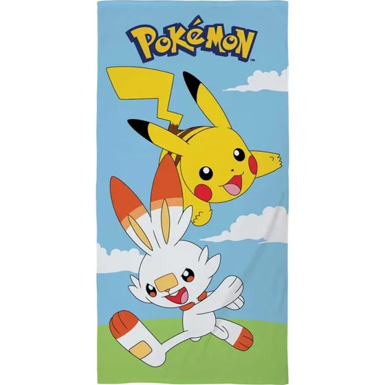 Pokémon badehåndklæde 70x140 cm – Pikachu & Scorbunny